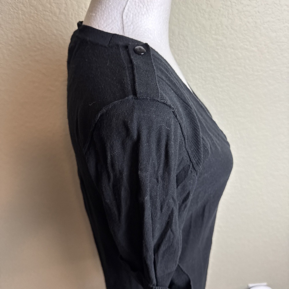 Cable & Gauge Women's Sweater Cardigan Black Button  Short Sleeves Pockets Sz. S - Picture 2 of 7